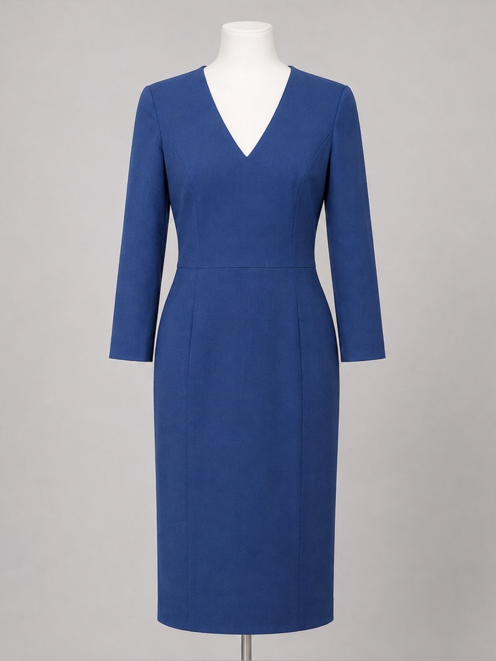 Theory Wool V-Neck Sheath Dress Women Blue Size 6 Corpcore Career